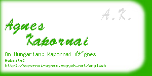 agnes kapornai business card